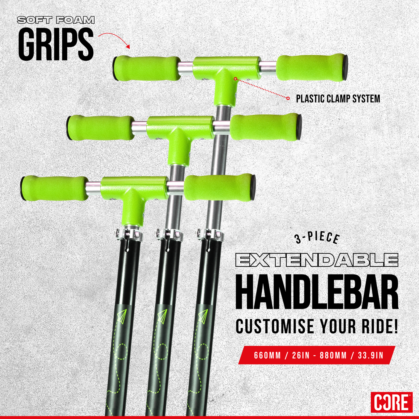 CORE Kids Foldy Black & Green Kick Scooter For Kids I Kick Scooter For Kids Handles
