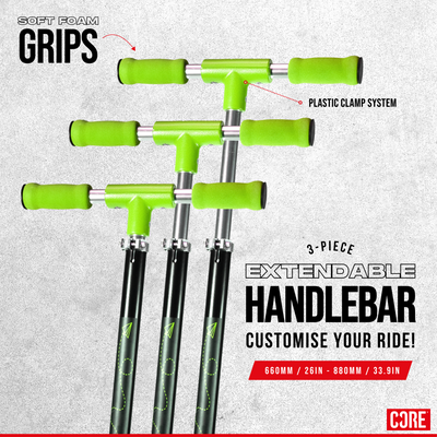 CORE Kids Foldy Black & Green Kick Scooter For Kids I Kick Scooter For Kids Handles
