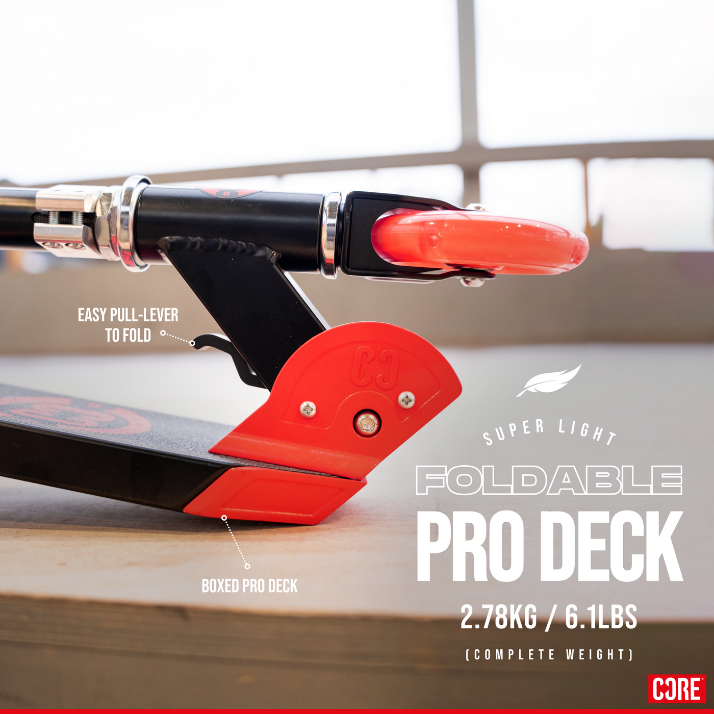 CORE Kids Foldy Black & Red Kick Scooter For Kids I Kick Scooter For Kids Foldable