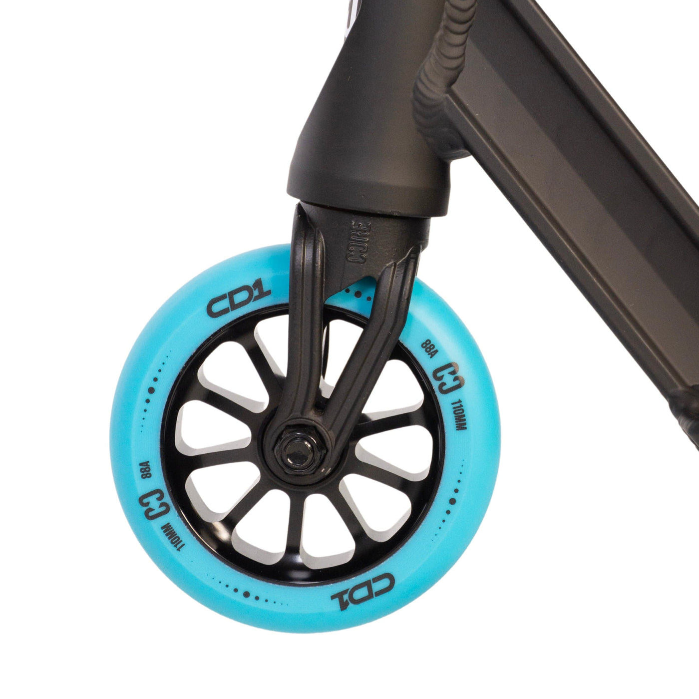 CORE CD1 Complete Stunt Scooter Blue & Black I Adult Stunt Scooter Alternate View Front Wheel