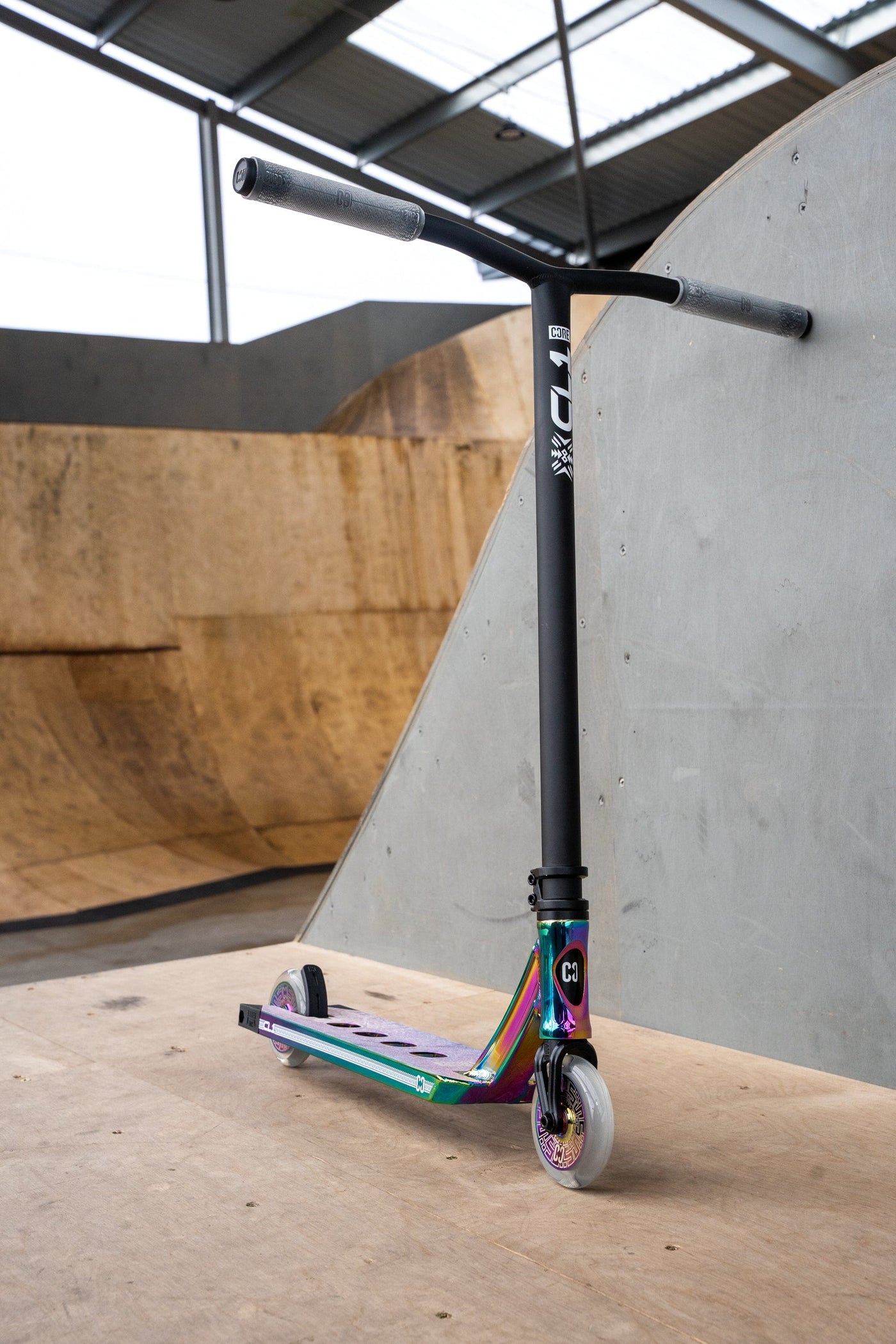 CORE CL1 Complete Stunt Scooter Black & Neo I Adult Stunt Scooter Leaning