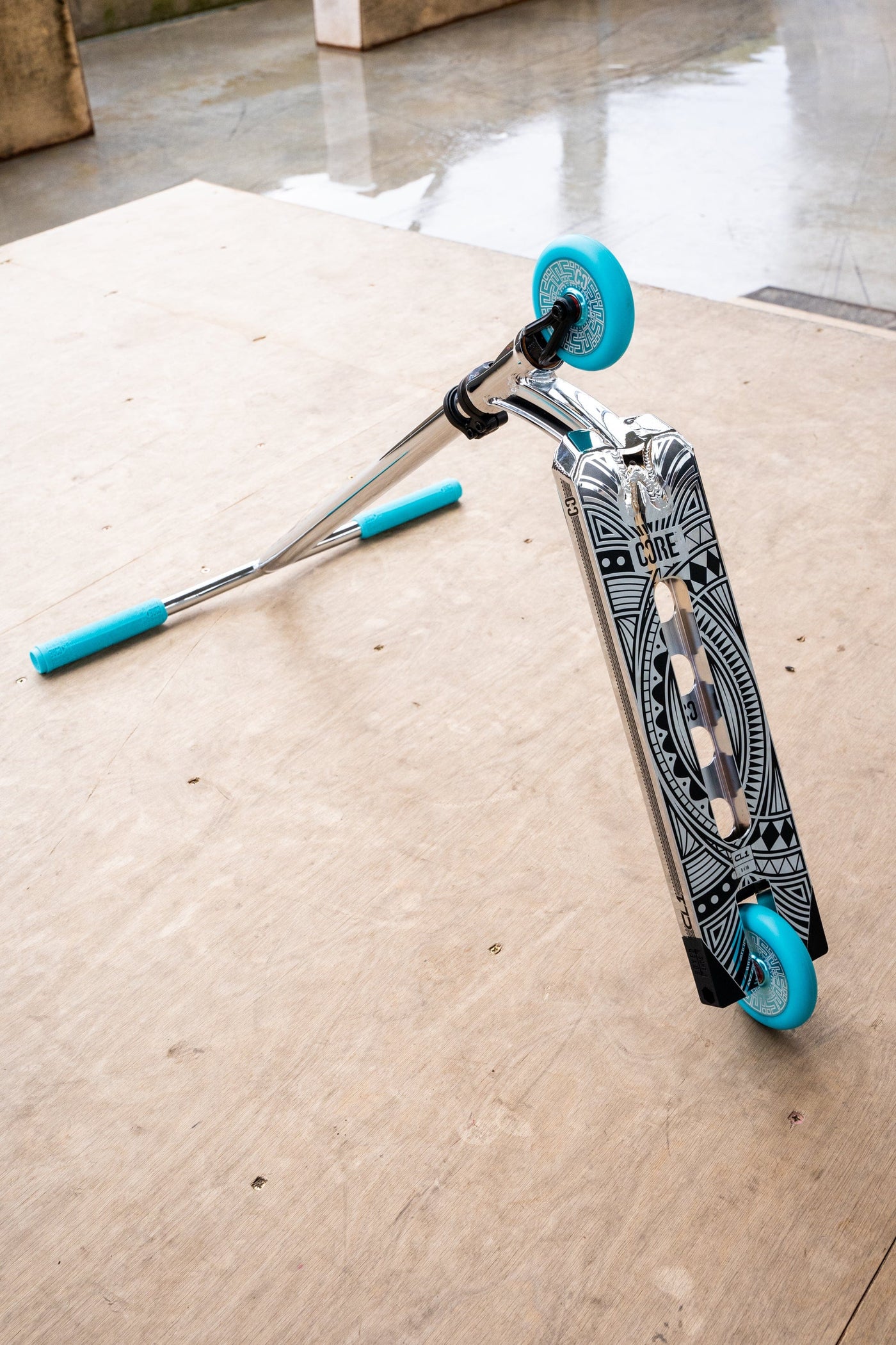 CORE CL1 Complete Stunt  Scooter Chrome & Teal I Adult Stunt Scooter Alternate Bottom
