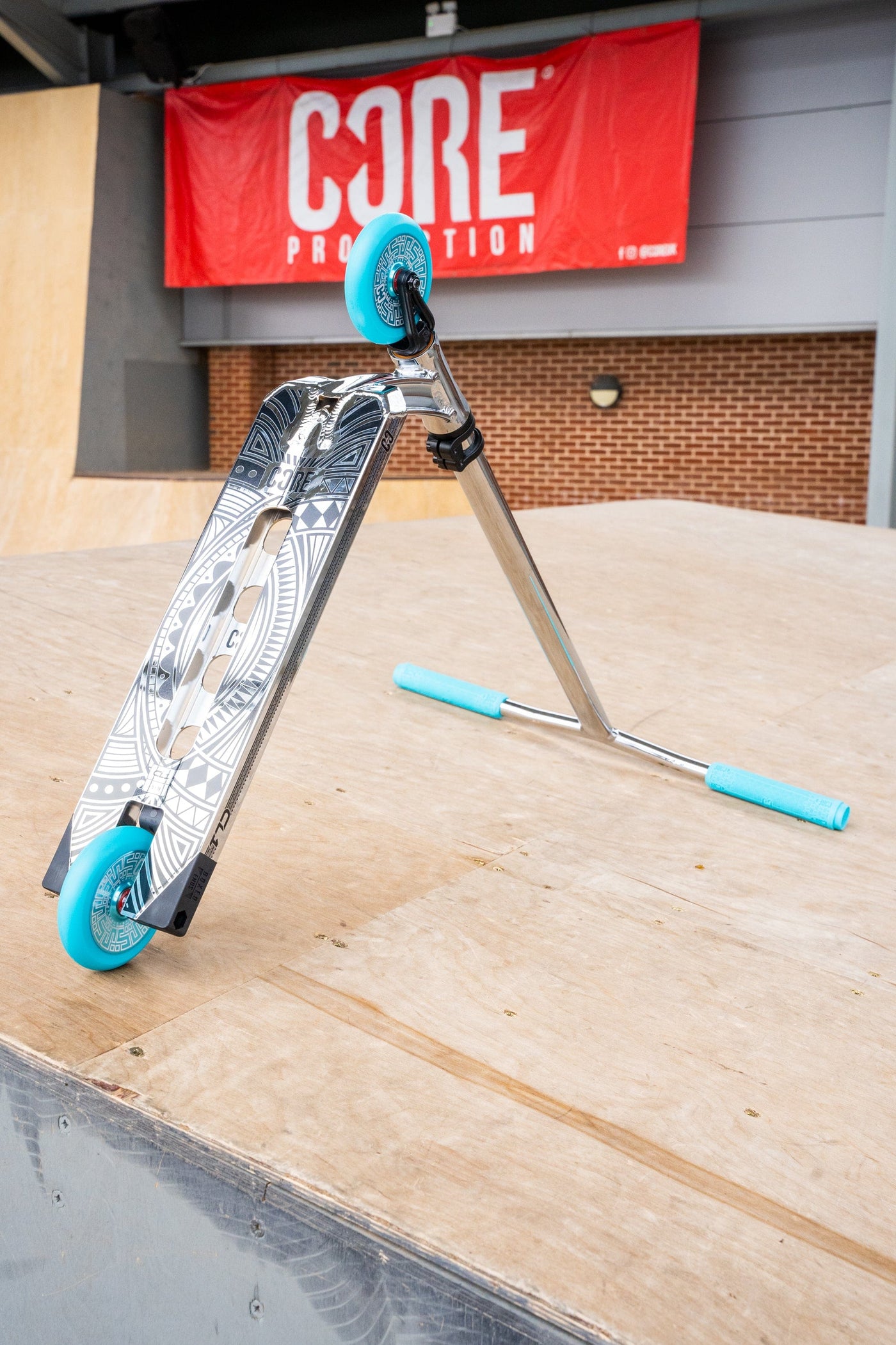 CORE CL1 Complete Stunt  Scooter Chrome & Teal I Adult Stunt Scooter Alternate Bottom Skatepark
