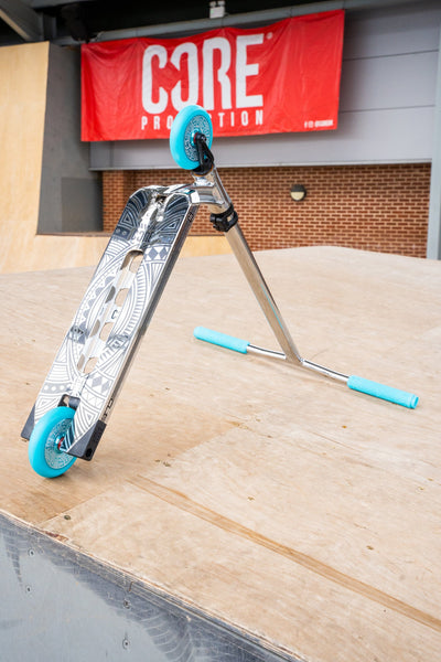 CORE CL1 Complete Stunt  Scooter Chrome & Teal I Adult Stunt Scooter Alternate Bottom Skatepark