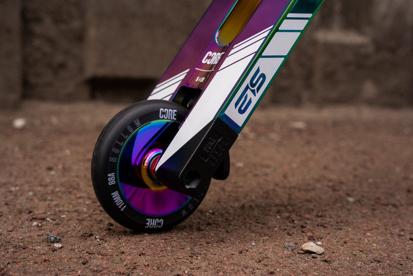 CORE SL2 Stunt Scooter Neo Black I Adult Stunt Scooter Back Wheel Ground