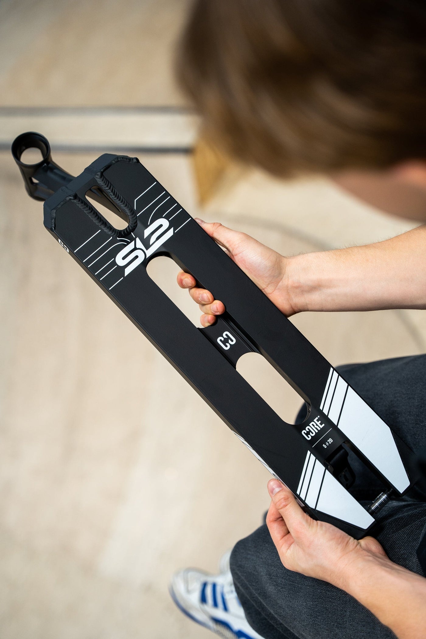 CORE SL2 Stunt Scooter Deck Black I Scooter Deck Holding Angled
